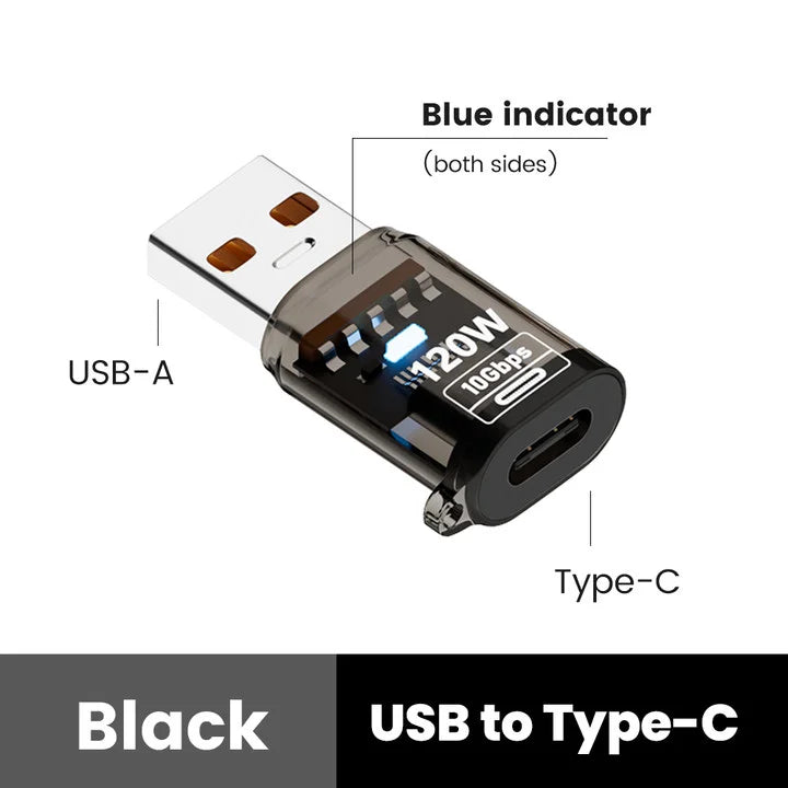 Adaptador OTG Type C para USB A 120W - Carregamento Rápido para iPhone 15/16, MacBook e iPad
