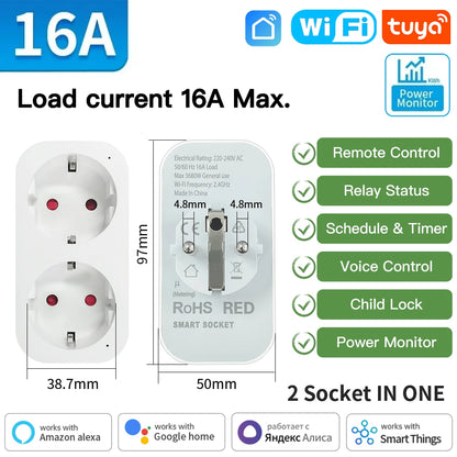 Tomada Inteligente TNCE Tuya WiFi/Zigbee 3.0 - Controle Remoto e Monitoramento de Energia