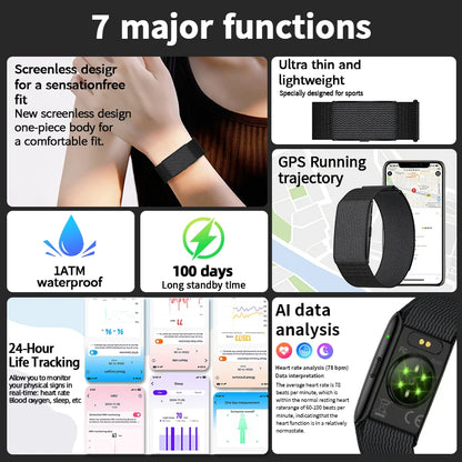 Pulseira Inteligente GPS com Monitor de Saúde e Lembrete de Chamadas