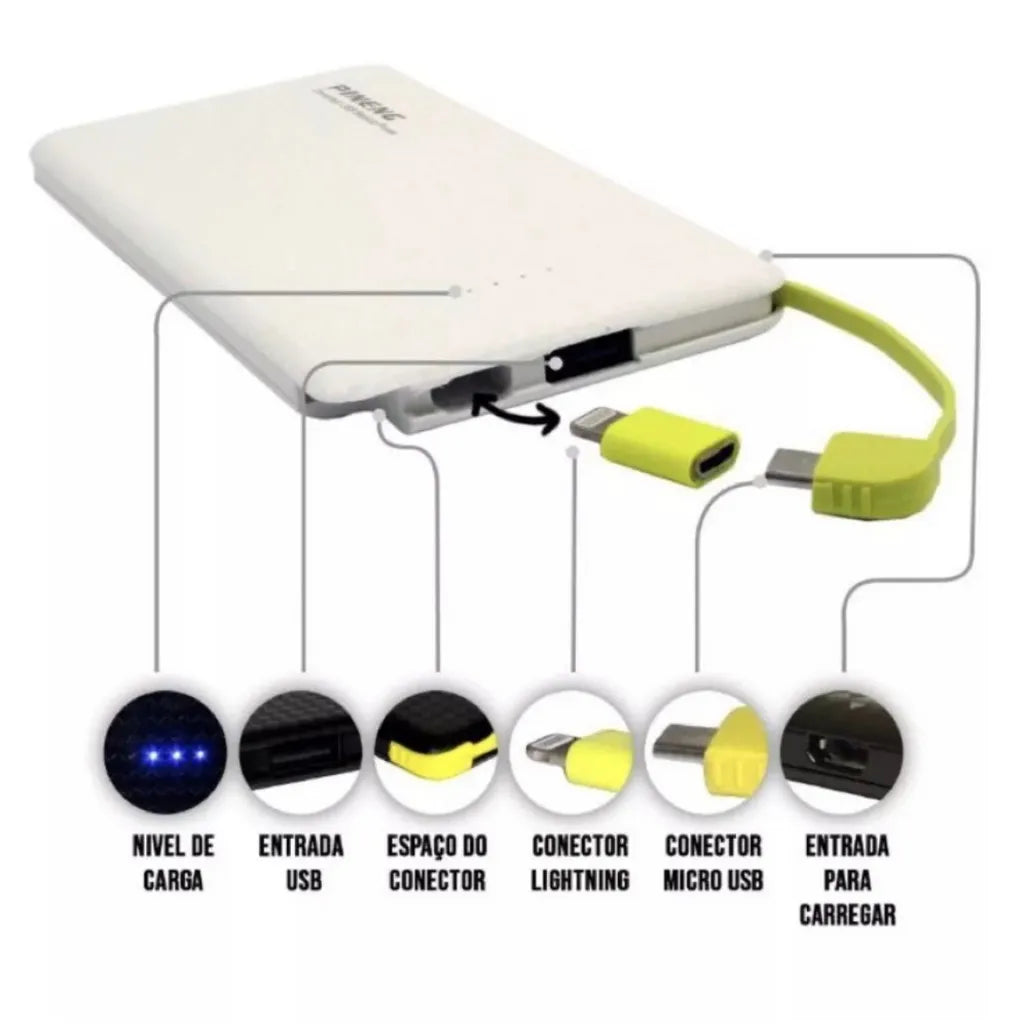 Power Bank 10000mAh: Carregador Portátil Compacto e Leve