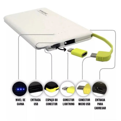 Power Bank 10000mAh: Carregador Portátil Compacto e Leve
