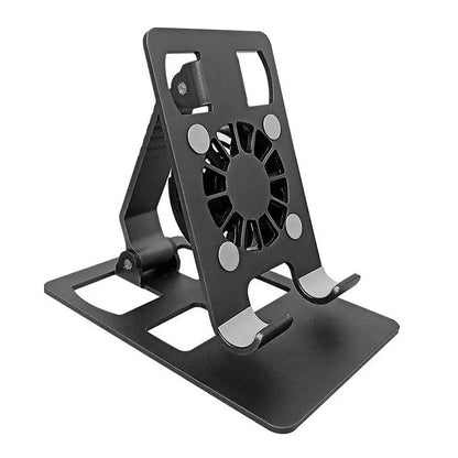 Suporte Universal de Metal para Celular com Ventiladores de Resfriamento - Mini Suporte Ajustável 360°