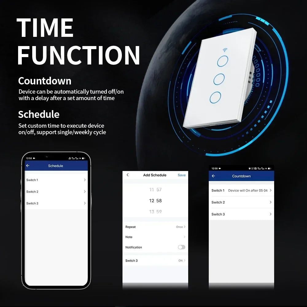 Interruptor Inteligente TNCE Tuya WiFi+Bluetooth/Zigbee - Sem Fio Neutro