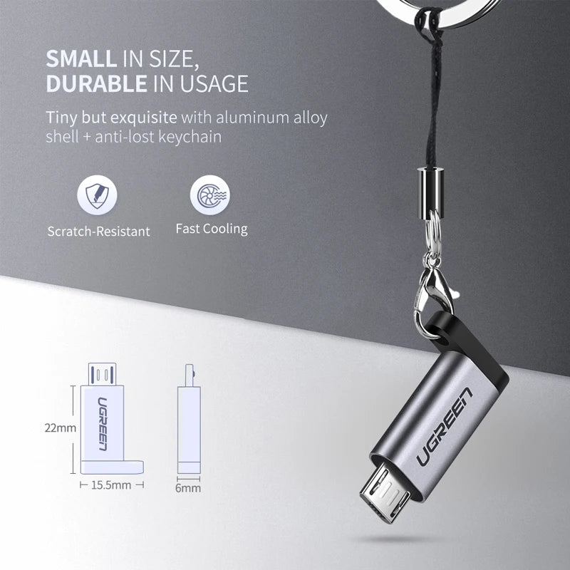 Adaptador UGREEN USB Type-C para Micro USB - Conector Fêmea para Macho