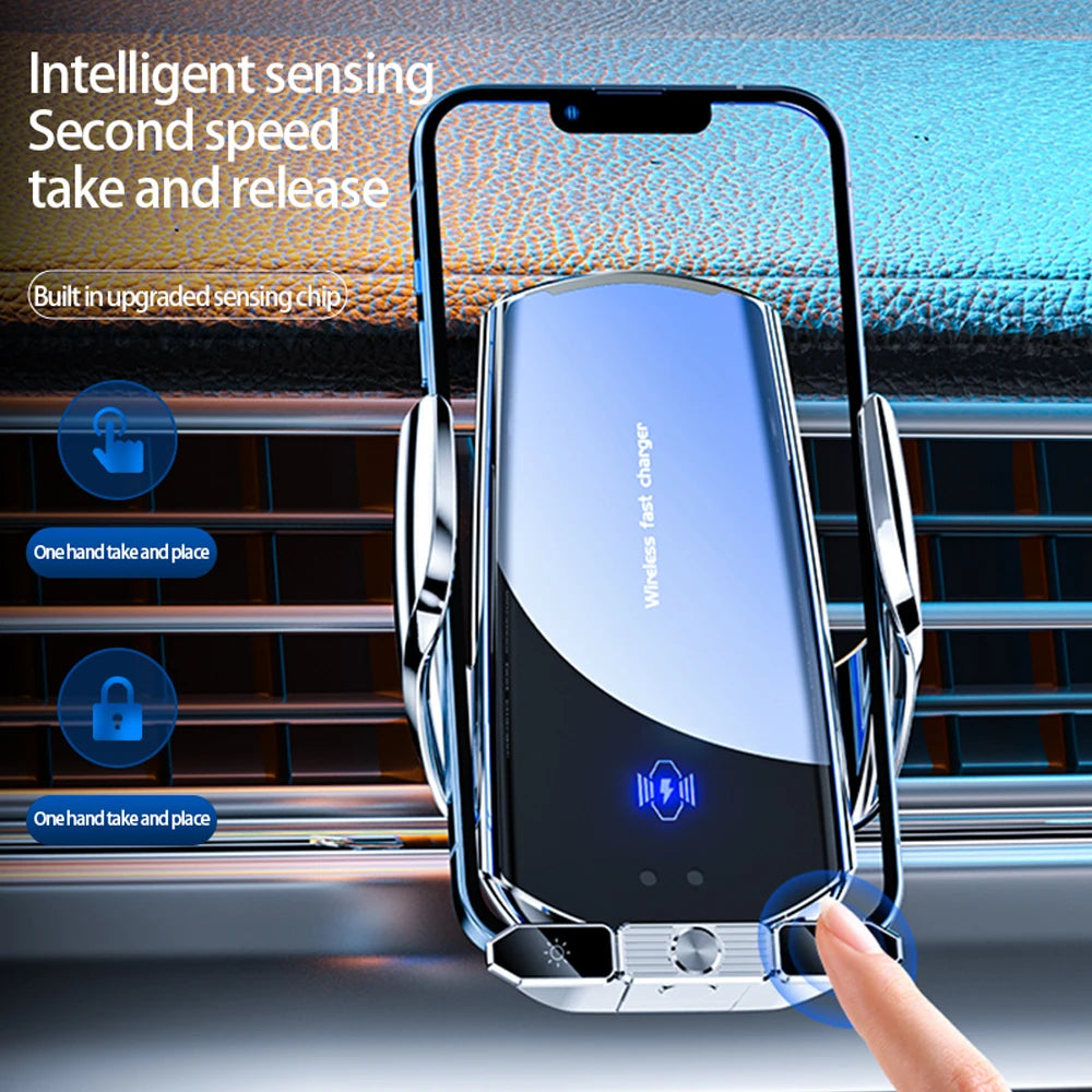 Carregador Sem Fio 15W para Carro - Suporte Magnético 3 em 1 para iPhone e Samsung