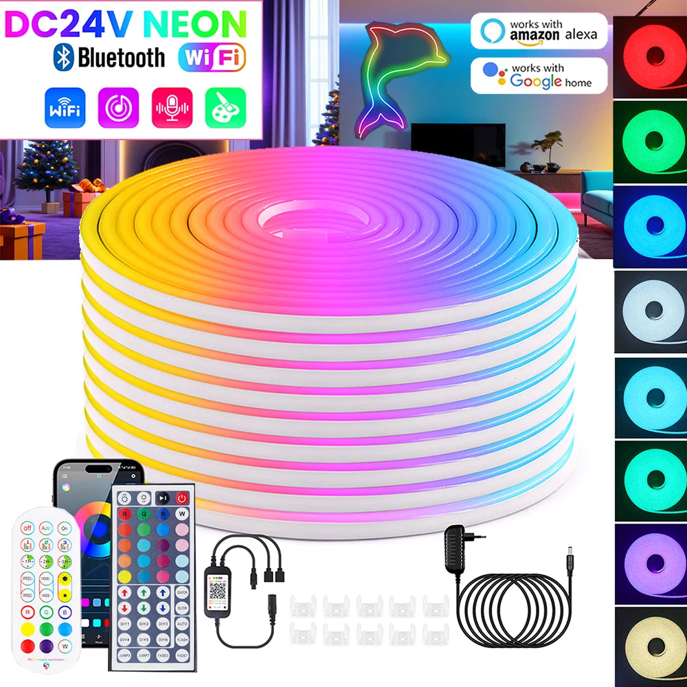 Fita de LED Neon RGB WiFi Bluetooth - 5m, 10m, 20m e 30m