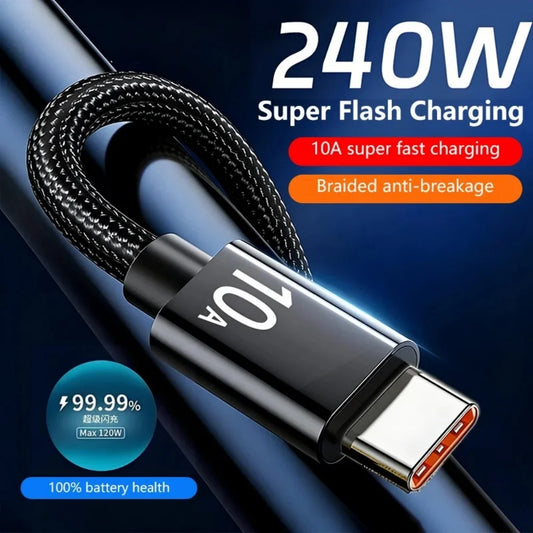 Cabo USB A para Type C 240W - Carregamento Rápido e Transferência de Dados