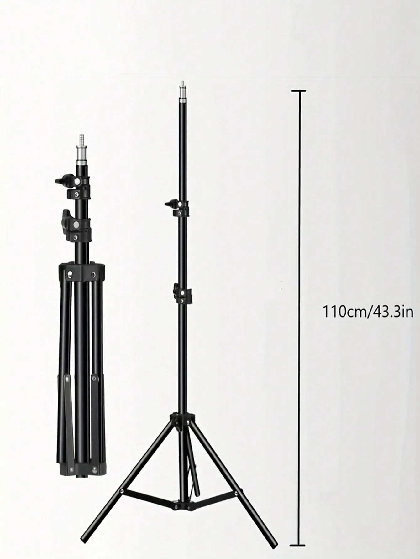 Tripé de 110cm com O-clip e Luz de Anel para Streaming de 10 Polegadas