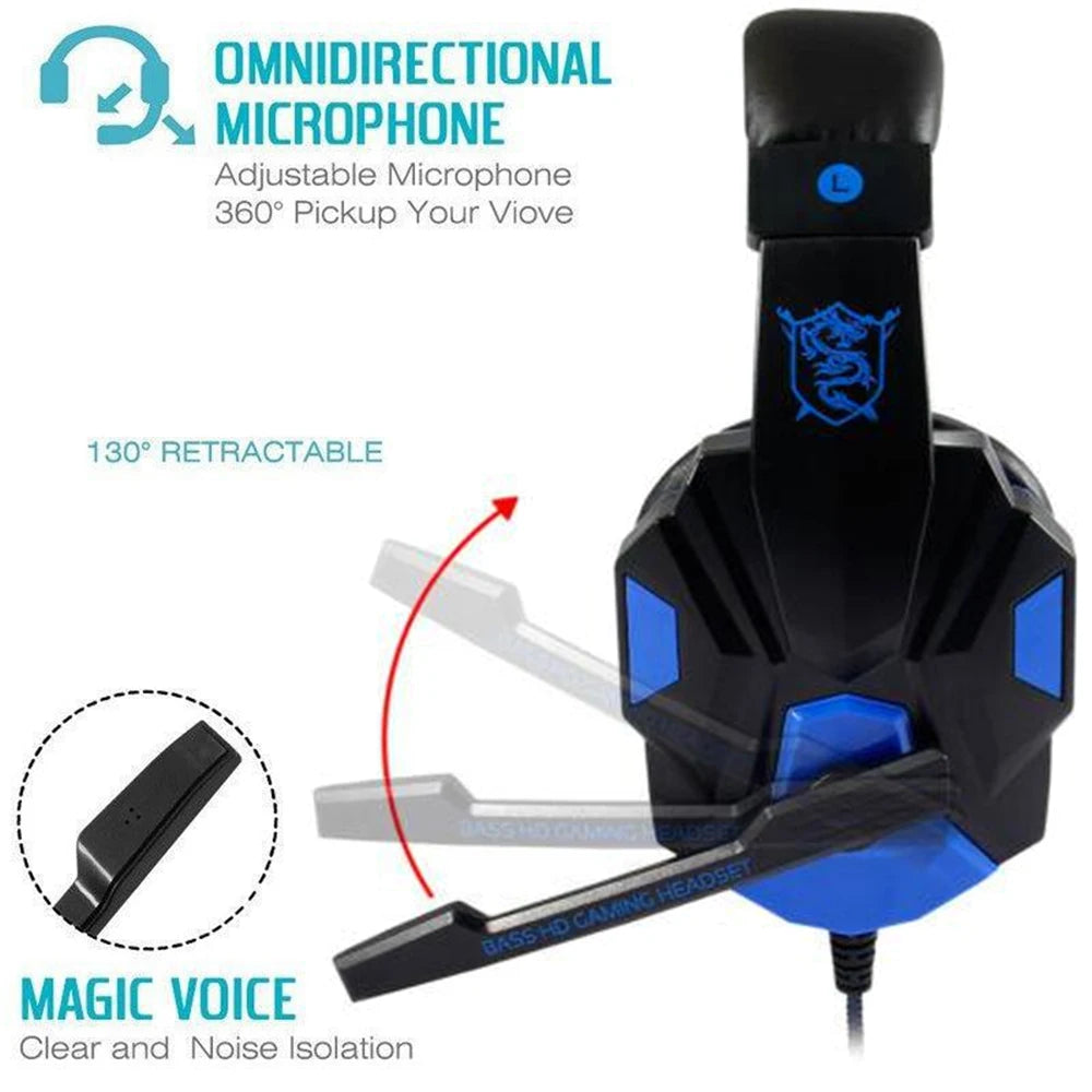 Fone de Ouvido Gamer com Microfone 3.5MM - Conexão com PC, PS4, Xbox One e Switch