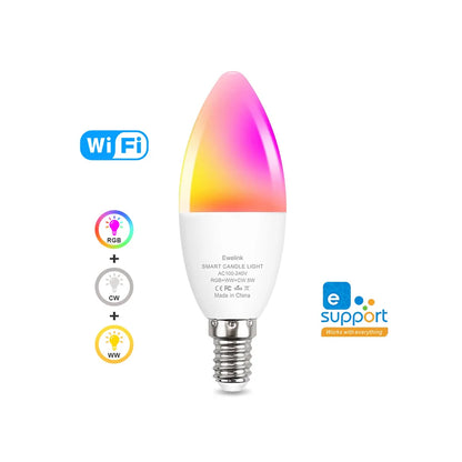 Lâmpada Inteligente Ewelink E14 Wifi Zigbee RGBCW - Compatível com Alexa, Google Home e SmartThings