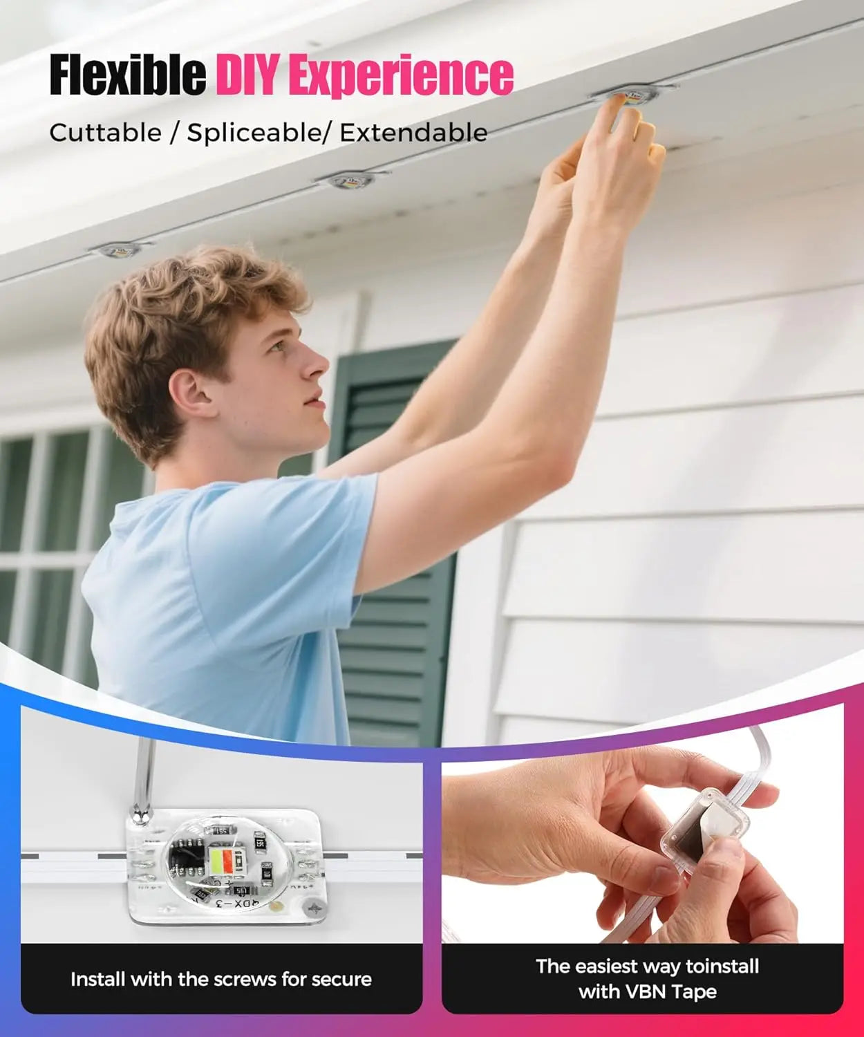 Fitas de Luz LED RGB de 60M com Controle Remoto e App - Iluminação Perfeita para Festas e Decorações