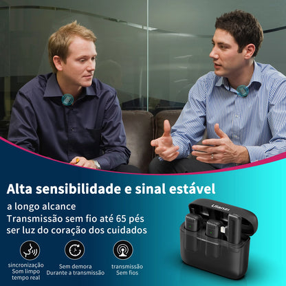 Microfone Lavalier Sem Fio ULANZI para iPhone 17 e 16 e iPad - Microfone 2 em 1 com Estojo de Carregamento