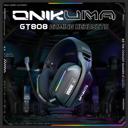 Headset Gamer Onikuma GT808 - Sem Fio, RGB e Três Modos com Microfone