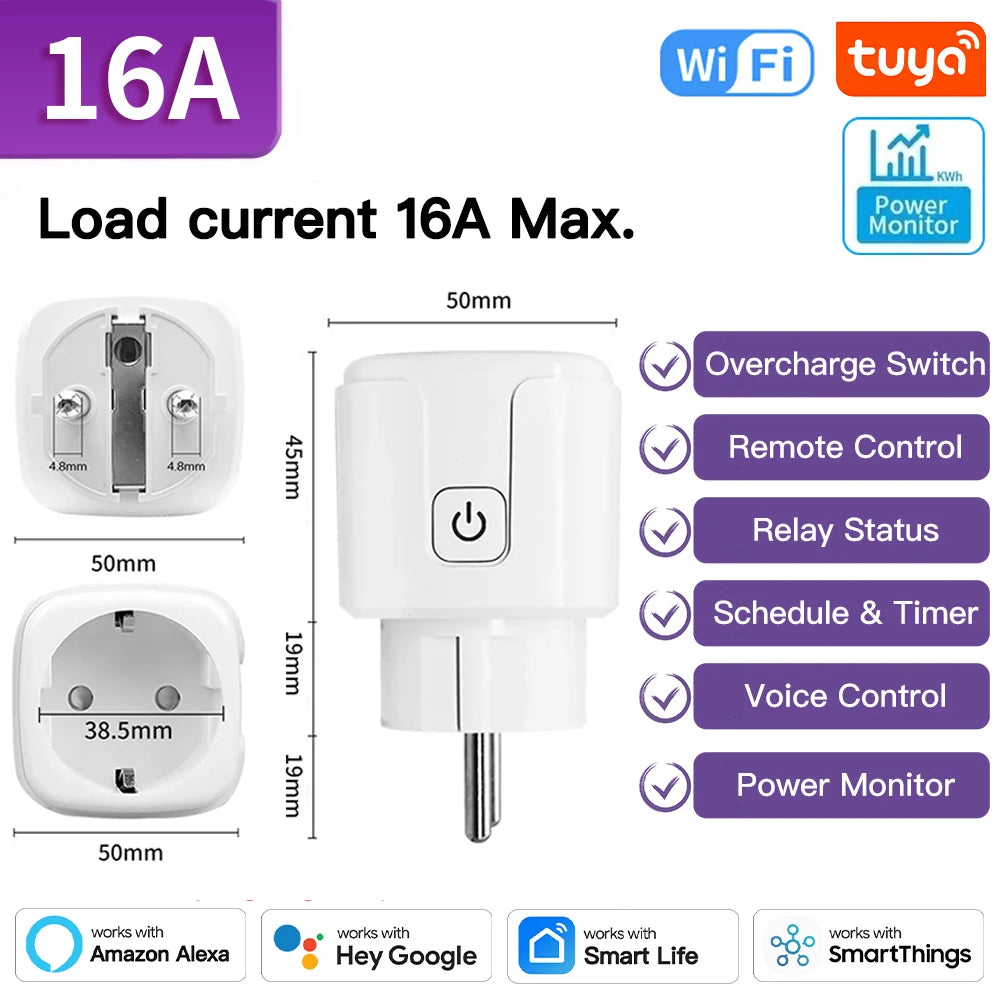 Tomada Inteligente TNCE Tuya WiFi/Zigbee 3.0 - Controle Remoto e Monitoramento de Energia