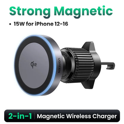 Suporte Magnético para Carro com Carregador Sem Fio UGREEN Qi 25W - Ideal para iPhone 17 e 16 Pro Max