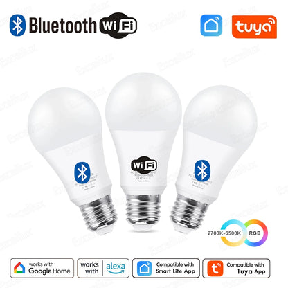Lâmpada LED Inteligente Tuya E27 15W RGB com Controle por App