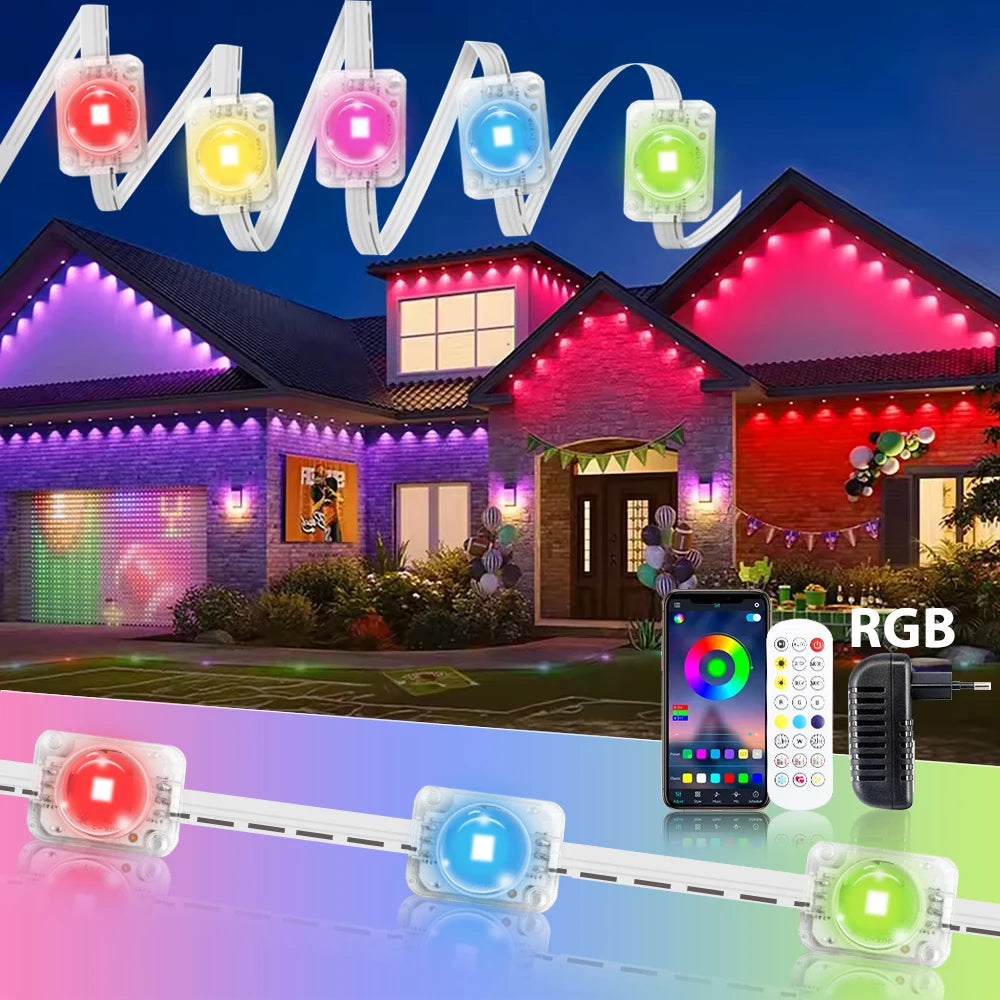 Fitas de Luz LED RGB de 60M com Controle Remoto e App - Iluminação Perfeita para Festas e Decorações
