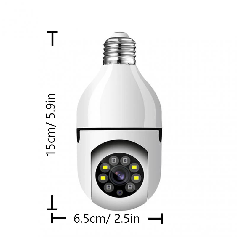 Câmera de Segurança WiFi 1080P HD com Lâmpada E27 - Monitoramento Interno e Externo