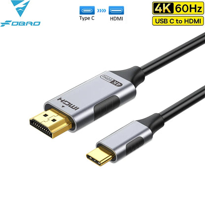 Cabo USB-C para HDMI 8K@60Hz e 4K@120Hz - Adaptador Compatível para TV e MacBook