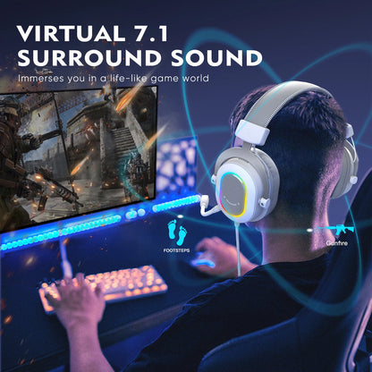Fone de Ouvido Gamer FIFINE RGB com Som Surround 7.1 e Controle In-line