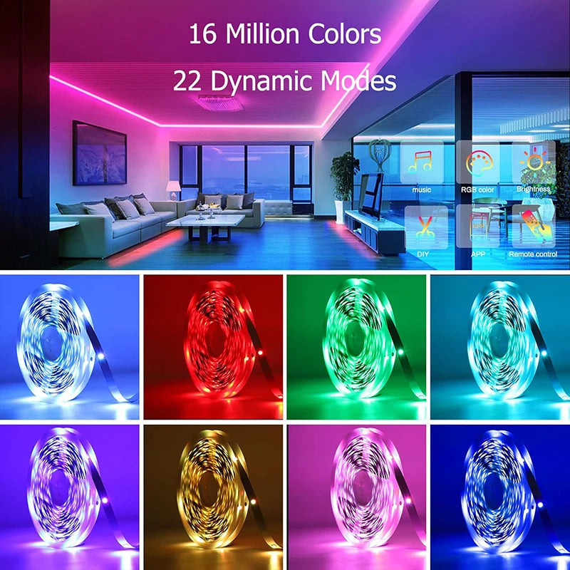 Fita de LED Tuya WiFi RGB 5050 - Iluminação Inteligente para Ambientes