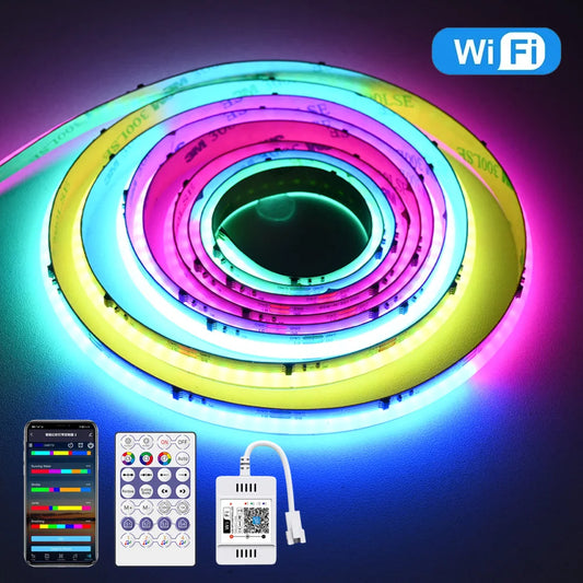 Fita LED RGBIC COB WiFi 12V - Iluminação Inteligente para Seu Ambiente