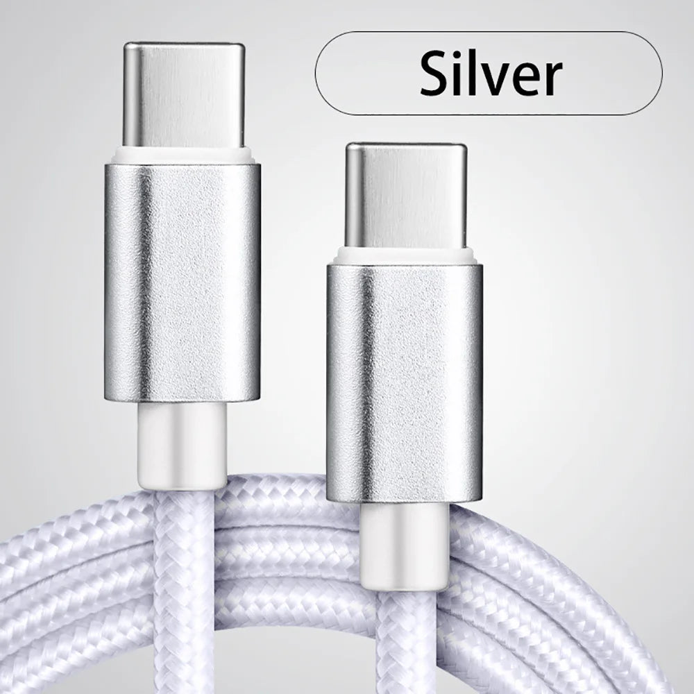 Cabo USB-C para USB-C Trançado em Nylon 66W - Carregamento Rápido