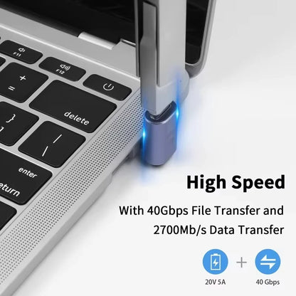 Adaptador USB4.0 40Gbps OTG USB-C 90 Graus - Conversor Rápido de Carregamento 100W 5A