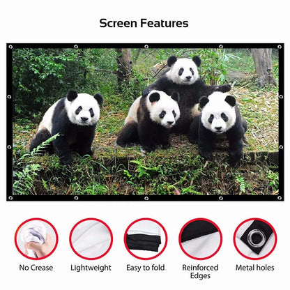 Tela de Projeção Dobrável 60" a 150" - 16:9 para Home Theater