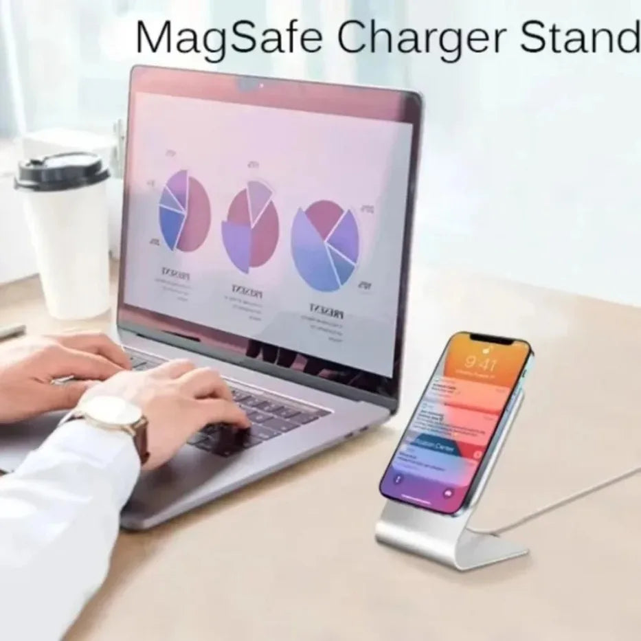 Suporte de Mesa para Celular em Alumínio - Compatível com MagSafe para iPhone 16/15/14/13/12 Pro Max (Sem Carregador Inclusa)