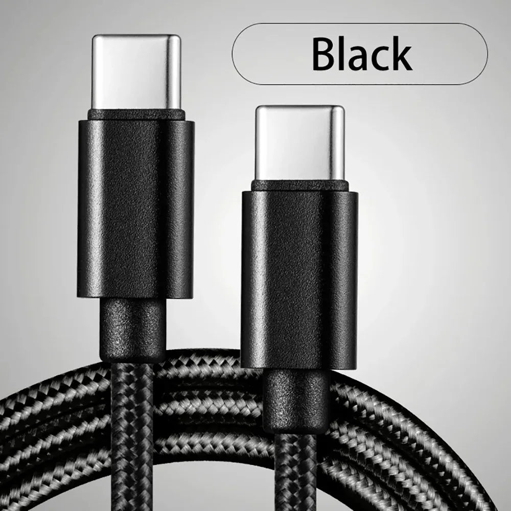Cabo USB-C para USB-C Trançado em Nylon 66W - Carregamento Rápido