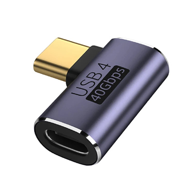 Adaptador USB4.0 40Gbps OTG USB-C 90 Graus - Conversor Rápido de Carregamento 100W 5A