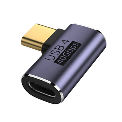 Adaptador USB4.0 40Gbps OTG USB-C 90 Graus - Conversor Rápido de Carregamento 100W 5A