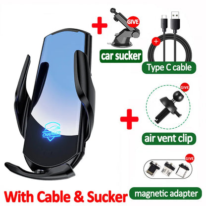 Carregador Sem Fio 15W para Carro - Suporte Magnético 3 em 1 para iPhone e Samsung