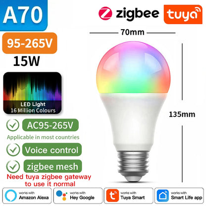 Lâmpada Inteligente TNCE Tuya E27 - Controle Total com Bluetooth, WIFI e Zigbee