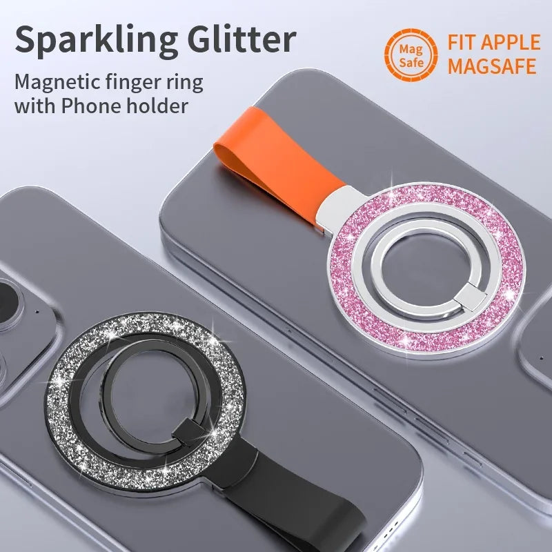 Suporte Magnético Universal para Celular com Magsafe - Anel de Dedos e Alça para Carro