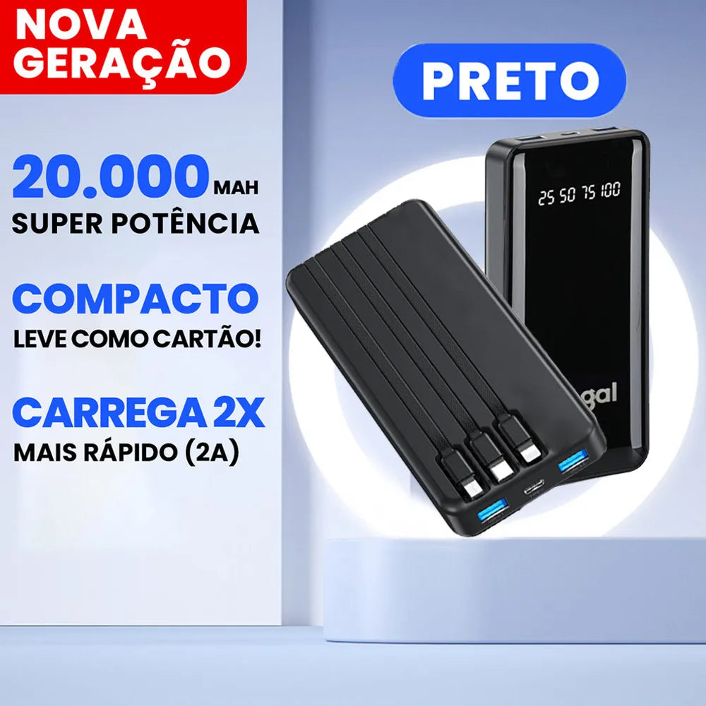 Power Bank 20000mAh com Lanterna Portátil - Design Favos de Mel