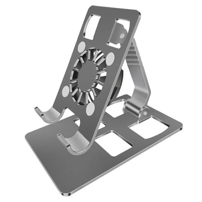 Suporte Universal de Metal para Celular com Ventiladores de Resfriamento - Mini Suporte Ajustável 360°