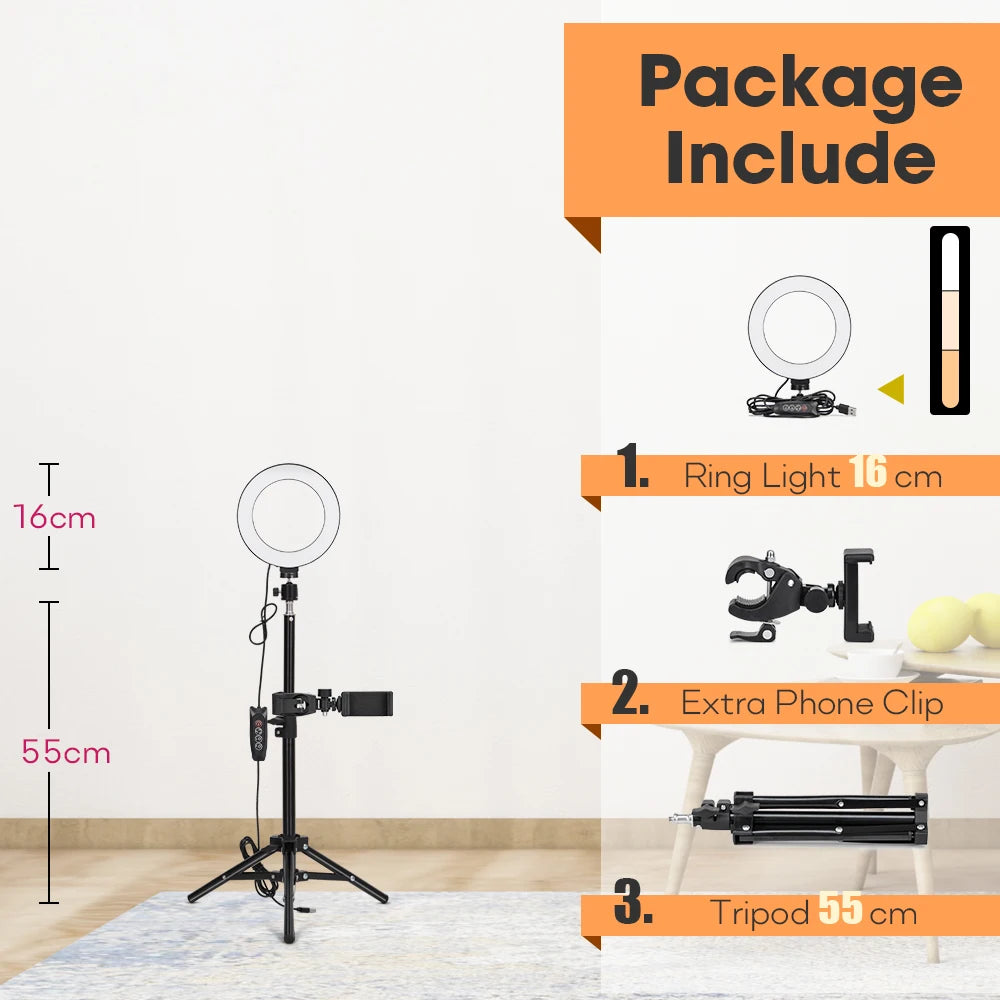 Tripé com Luz de Anel LED para Câmera e Smartphone - Iluminação Perfeita para Suas Fotos e Vídeos