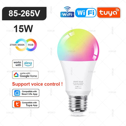Lâmpada Inteligente Tuya E27 E14 GU10 WiFi Zigbee Bluetooth - LED Dimmable RGB 2700-6500K