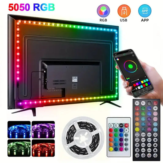 Fita de LED Inteligente 5050 RGB com Controle Remoto via APP e Bluetooth