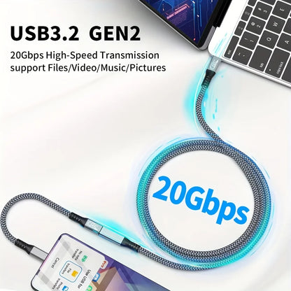 Cabo Extensor USB-C 10 pés - Carregamento 240W e Transmissão de Dados 20Gbps