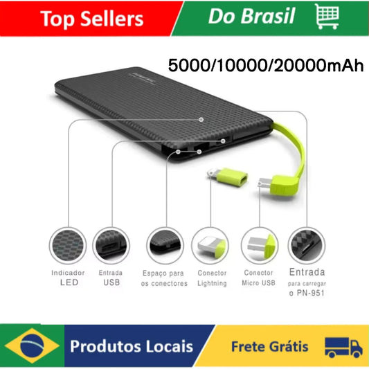 Power Bank Portátil 5000/10000/20000mAh - Carregador Rápido para Celular