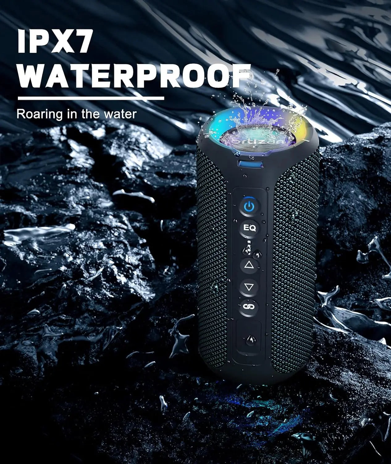 Caixa de Som Ortizan Bluetooth 40W com Bass Potente - À Prova d'Água IP7