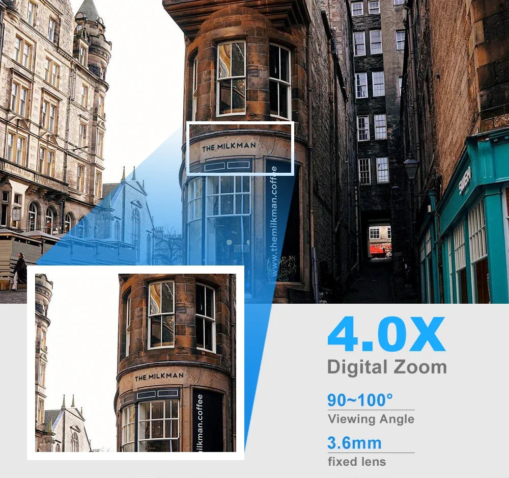 Câmera de Segurança A7 1080P WiFi - Vigilância Externa com Zoom Digital 4X