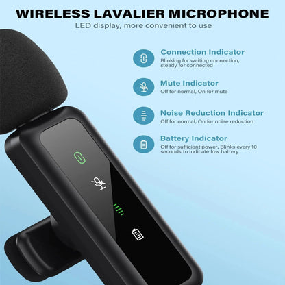 Microfone Lavalier Sem Fio com Bateria Recarregável de 80mAh - Ideal para Streaming, Vlogs e Gravações de Voz