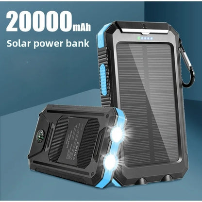 Carregador Portátil Solar à Prova d'Água com Luz de Camping para Aventura e Emergências