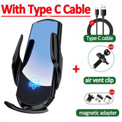 Carregador Sem Fio 15W para Carro - Suporte Magnético 3 em 1 para iPhone e Samsung