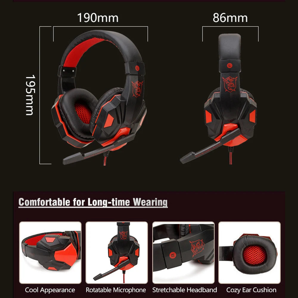 Fone de Ouvido Gamer com Microfone 3.5MM - Conexão com PC, PS4, Xbox One e Switch