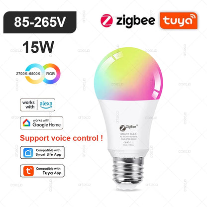 Lâmpada Inteligente Tuya E27 E14 GU10 WiFi Zigbee Bluetooth - LED Dimmable RGB 2700-6500K
